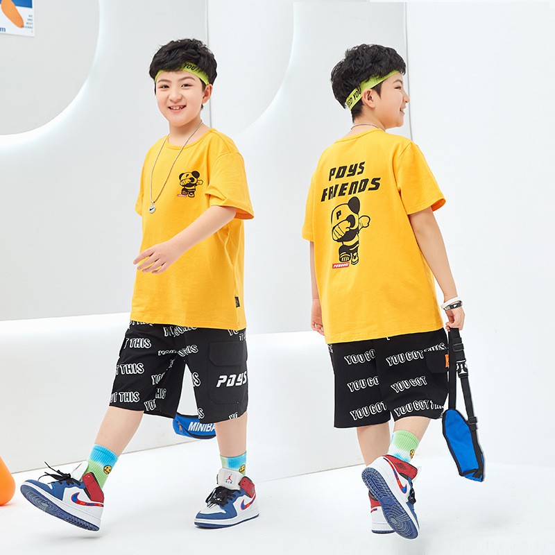 [35Kg - 75Kg] Áo Thun Áo Phông Nam Ngắn Tay Không Cổ Vải Cotton Hàng Quảng Châu Co Giãn 4 Chiều Màu Vàng | BigBuy360 - bigbuy360.vn