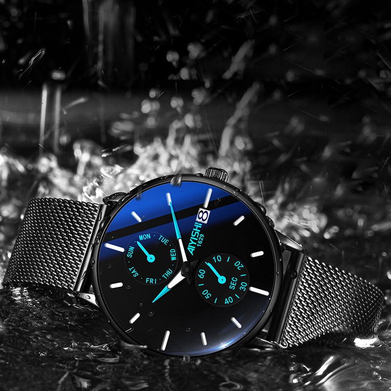 Đồng hồ nam chính hãng cao cấp đẹp dây thép lưới TITANIUM chống nước giá rẻ thời trang  W20