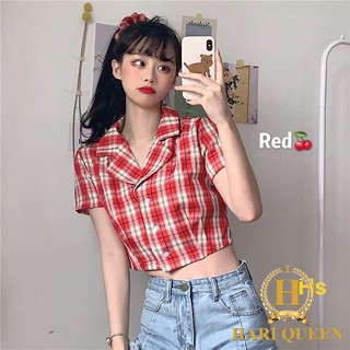 Áo kẻ cổ véc croptop HSU0620