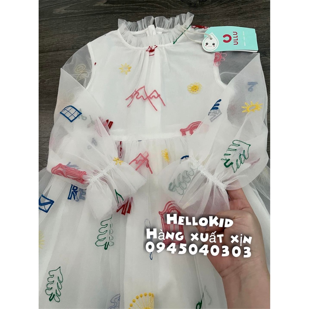 V99 - Váy ren trắng công chúa thêu cầu kỳ