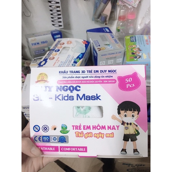 Hộp 50 khẩu trang 3D cho trẻ em