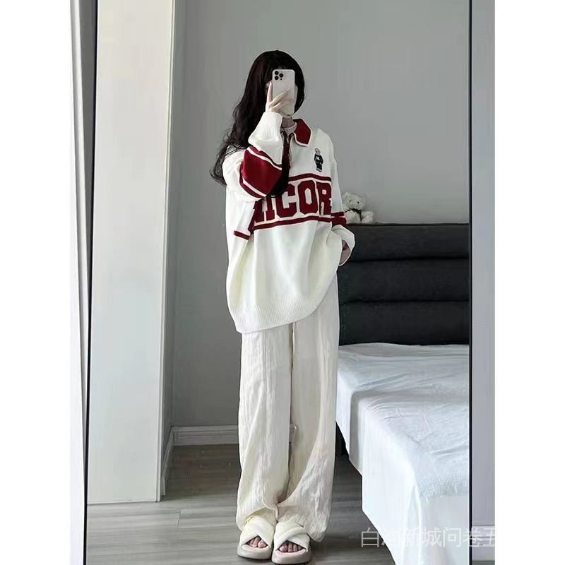 Set Áo Khoác Có Khóa Kéo Và Quần Dài Phong Cách Preppy Retro Mùa Thu