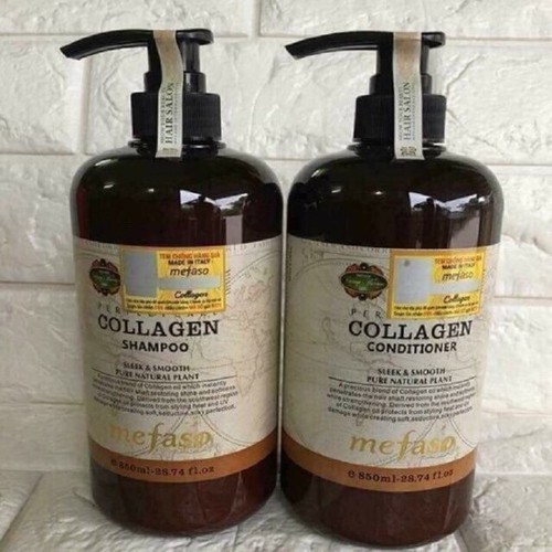 Cặp Dầu Gội Và Dầu Xả Collagen Mefaso 850ML CHĂM SÓC TÓC HƯ TỔN