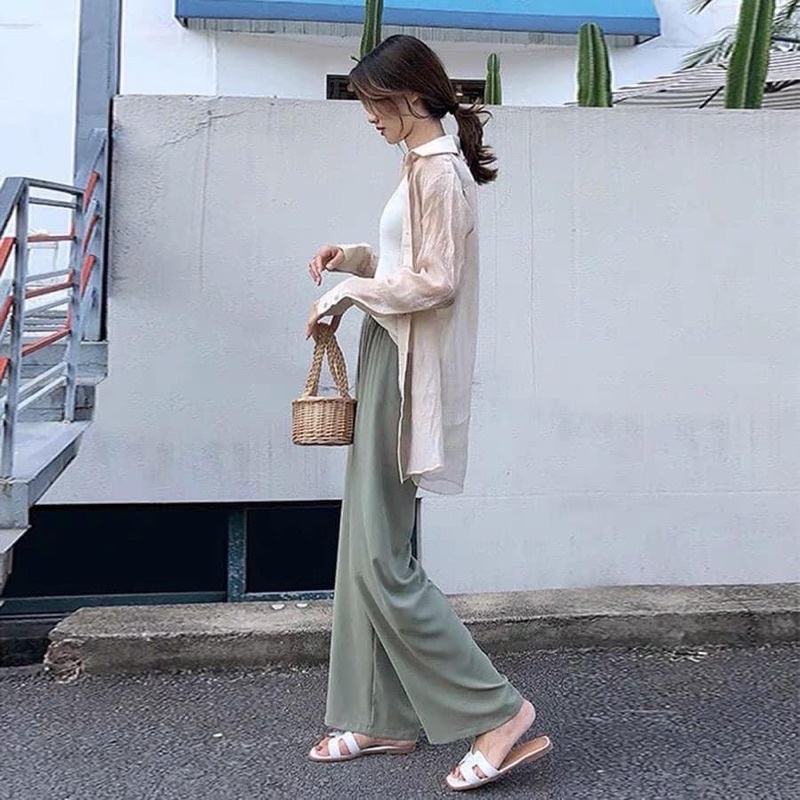 Quần culottes tăm ống rộng mặc siêu thoáng mát