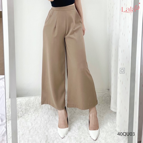 Quần tây nữ ống rộng cơ bản, dáng lửng, cạp chun sau, đủ size, đồ công sở thanh lịch, sang trọng 40QU03 | BigBuy360 - bigbuy360.vn