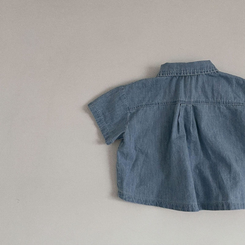 Bộ quần áo bò jean hè siêu thoáng mát thấm hút mồ hôi cho bé trai gái 10-25kg