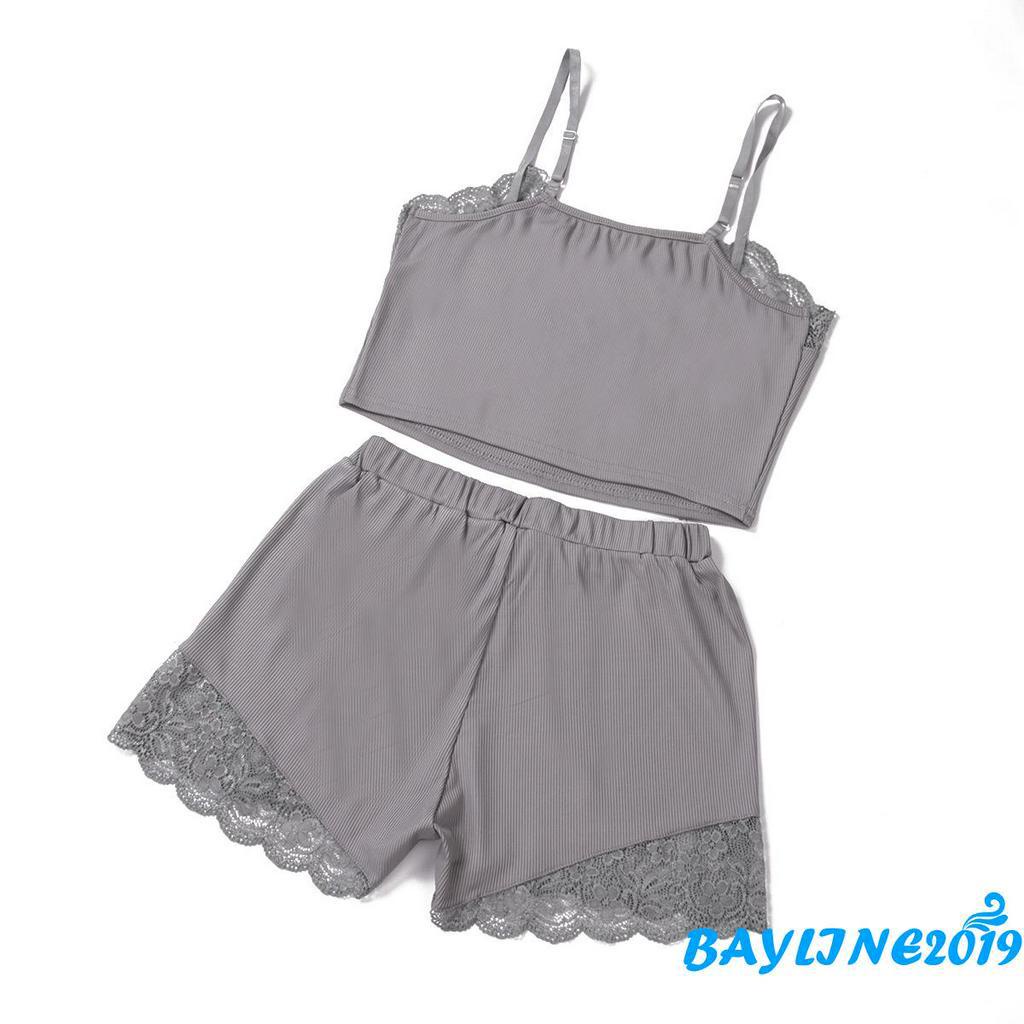 Set Đồ Ngủ Ngắn Màu Trơn Gợi Cảm Cho Nữ