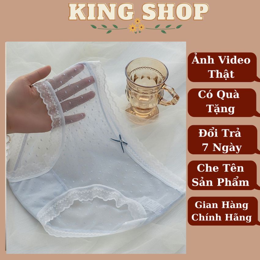 Quần lót nữ ren xuyên thấu đính nơ sexsy Cao Cấp, quần chịp ren co giãn 4 chiều thoáng mát gợi cảm - L1021