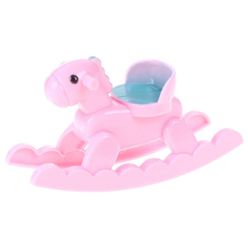 Bộ giường ngủ và ngựa gỗ mini cho búp bê barbie phụ kiện trang trí nhà búp bê ANDATOY AD948