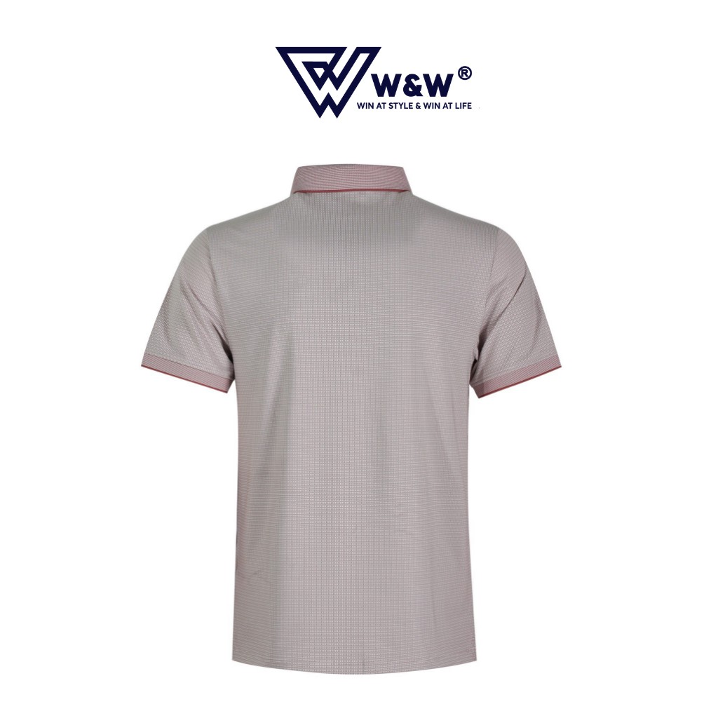 Áo Thun Nam Polo W&amp;W Dáng Regular Fit- Cổ Áo Không Chân Ngắn Tay Hoạ Tiết Kẻ - Thoáng Mát, Thấm Hút TốT WPO59R