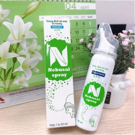 Dung dịch nước muối ưu trương NEBUSAL SPRAY 2.3%, hộp 1 chai 50ml