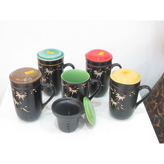 Bộ cốc lọc trà Bát Tràng vẽ Trúc hàng cao cấp