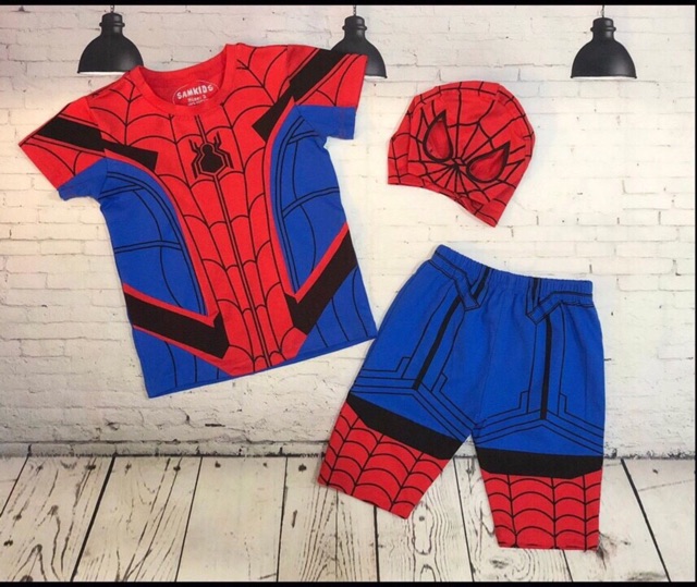 Bộ đồ siêu nhân nhện ngắn spider man Samkids (có bảng size hình cuối)