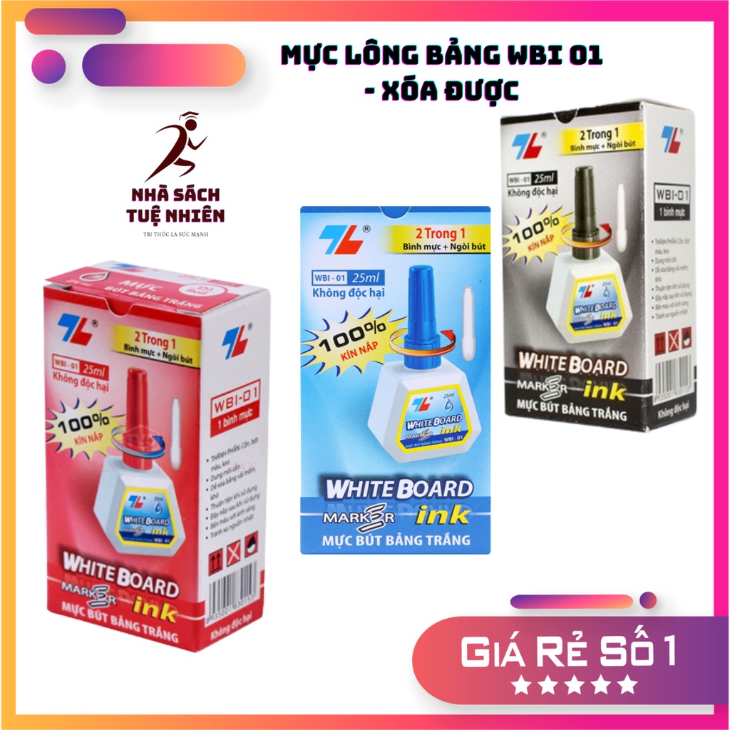 Mực bút lông bảng Thiên Long WBI 01 mực viết lông bảng Đủ 3 Màu XANH-ĐỎ-ĐEN CAM KẾT CHÍNH HÃNG - MỰC BÔI ĐƯỢC