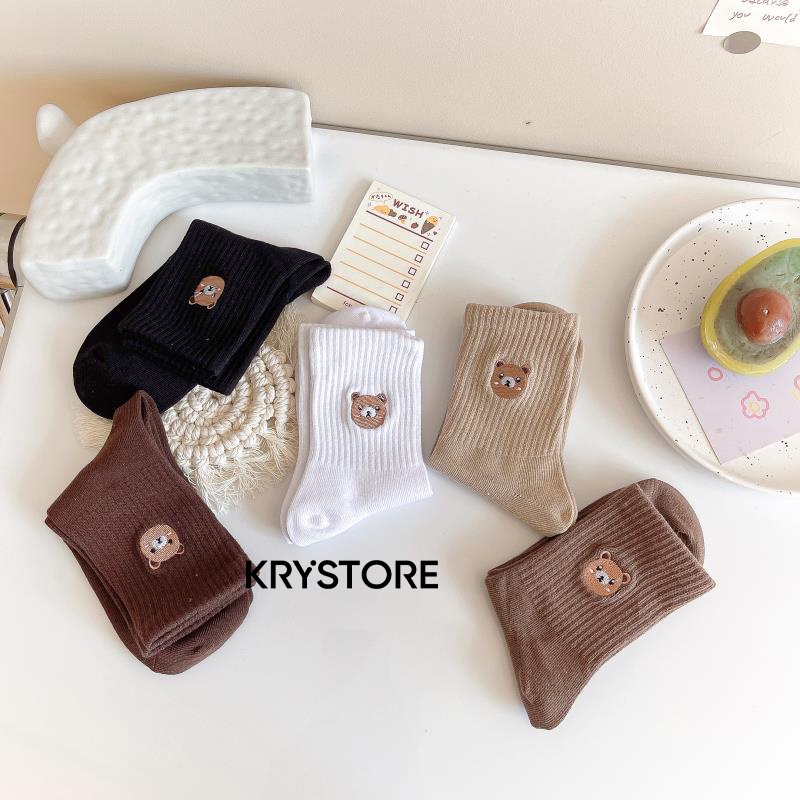 Tất vớ cao cổ Gấu Brown cute chất đẹp nam nữ Krystore TC33