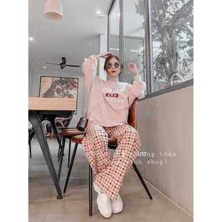 [Sói Xám] [Free ship 50k] ❤️❤️❤️- Bộ nỉ kẻ BAD HSU1 -Vải xịn
