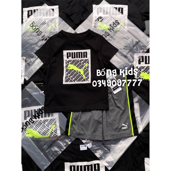 Bộ Hè Bé Trai Logo Xanh Nõn Nền Đen PM