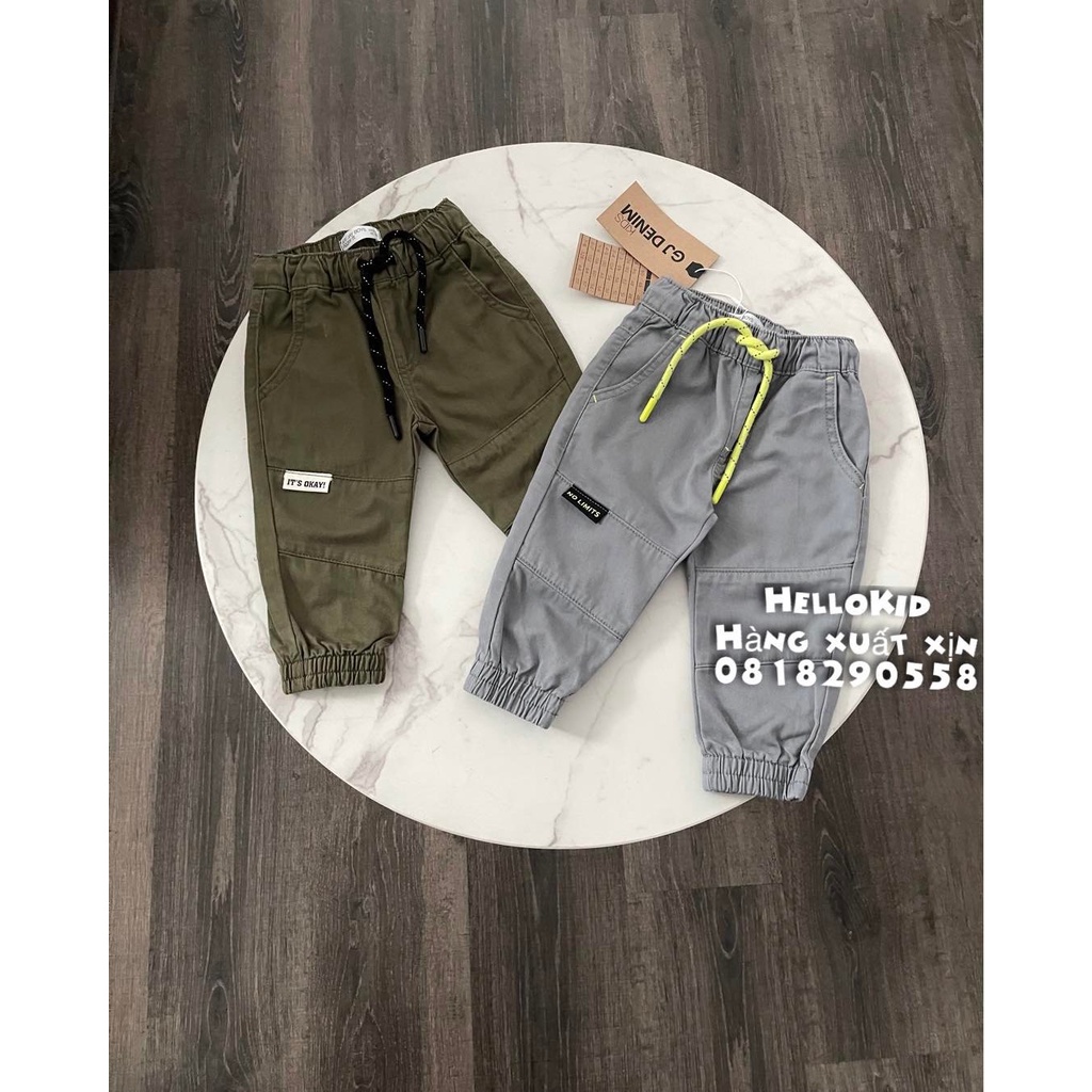 Q145 - Quần jogger demin kaki viền gối cho bé