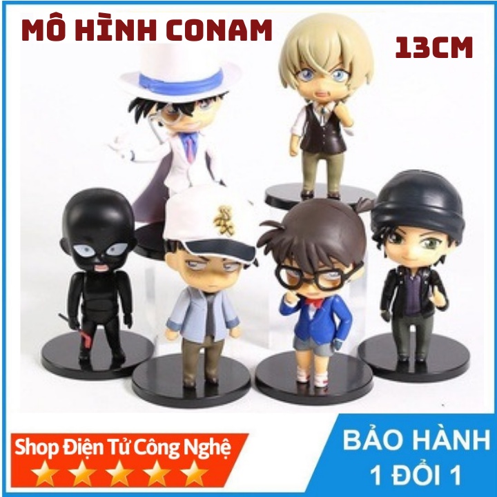 Mô Hình Conan 6 Nhân Vật-  Conan, Kaito Kid, Amuro, Suichi Akai, Hanzawa, Gin Amuro, Hattori Heiji- cao 13cm