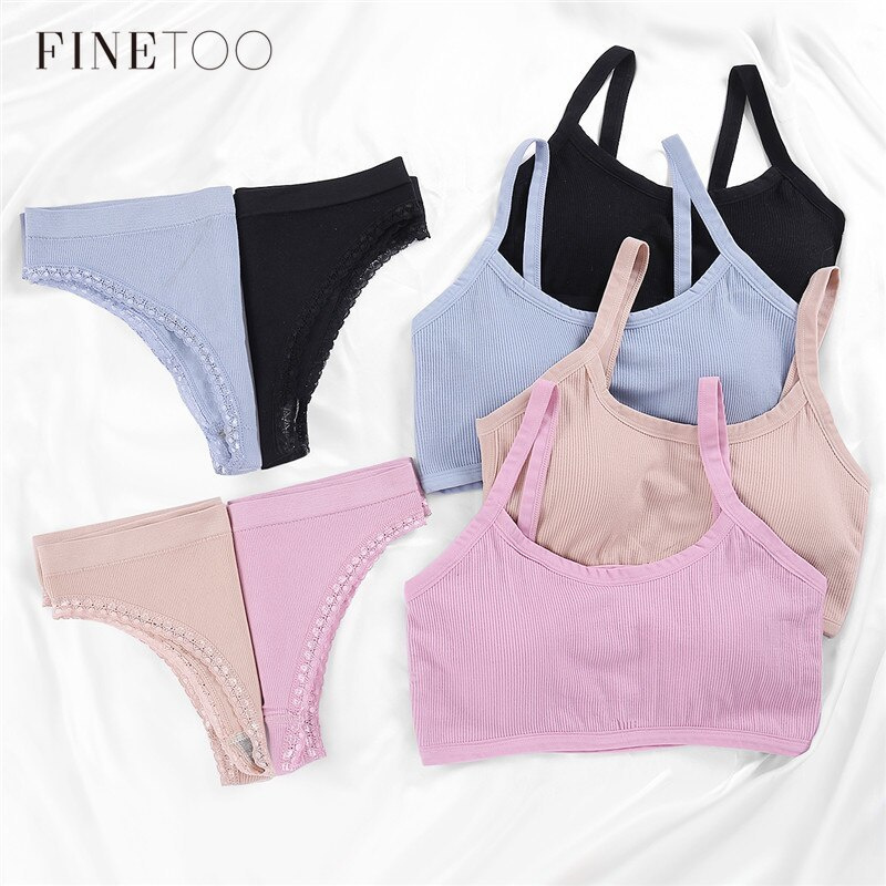 Set đồ lót FINETOO có mút ngực mềm hở lưng quyến rũ size M-XL cho nữ