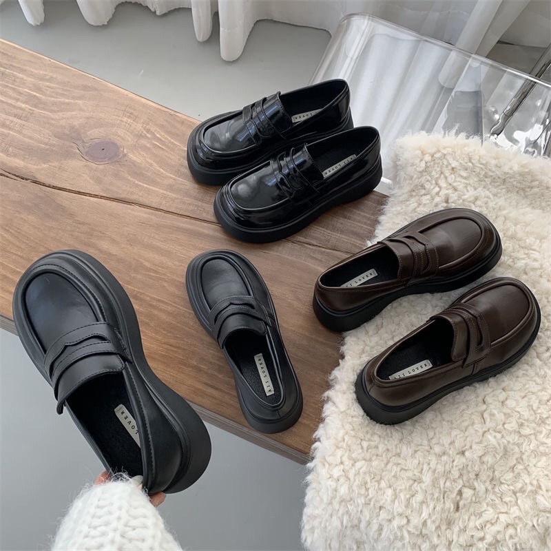 Giày oxford mũi tròn đế cao Mary Jane phong cách Nhật Bản