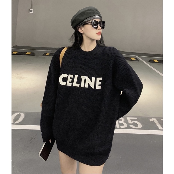 Áo len đính chữ nỉ loại đẹp, len dày dặn, form rộng oversize dành cho nam nữ