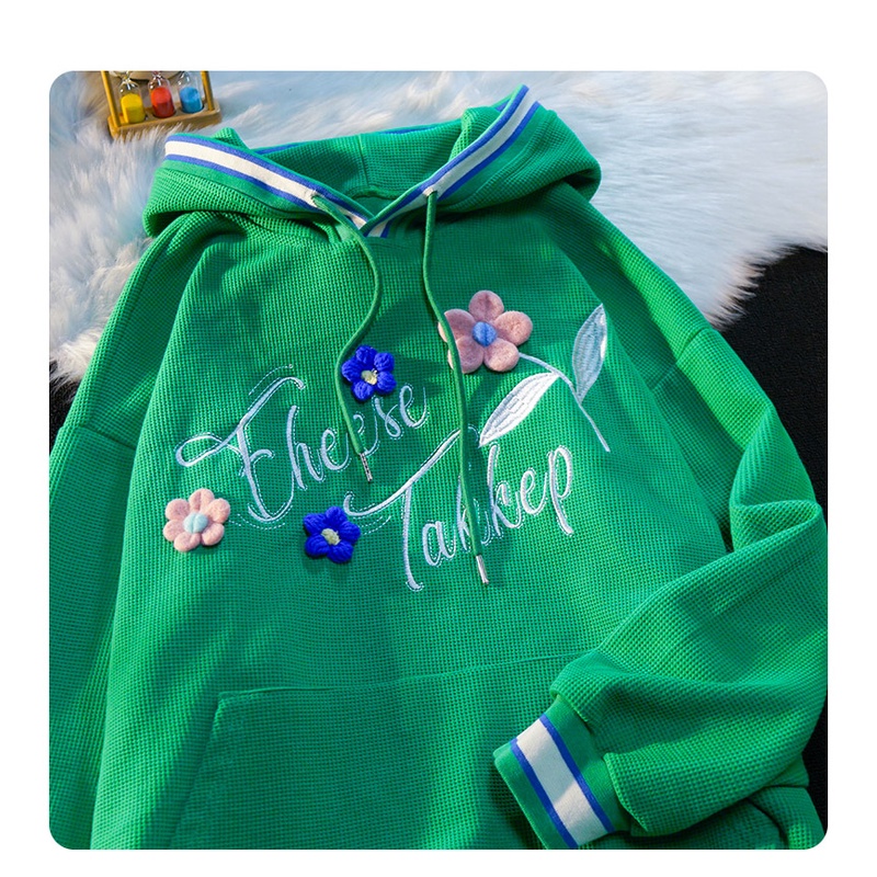 Áo hoodie dáng rộng thêu họa tiết thời trang phong cách cá tính