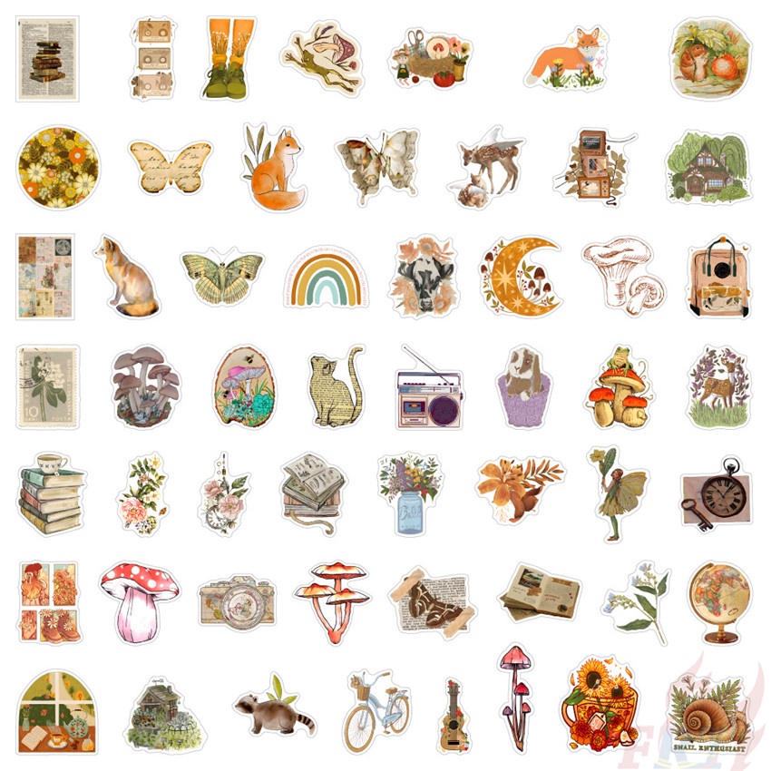 110 Cái / Bộ ❉ Điều trị gia tăng. Miếng Dán Trang Trí Thiết Kế Phong Cách Retro Độc Đáo ❉ Sticker Dán Tường Chống Thấm Nước Thời Trang