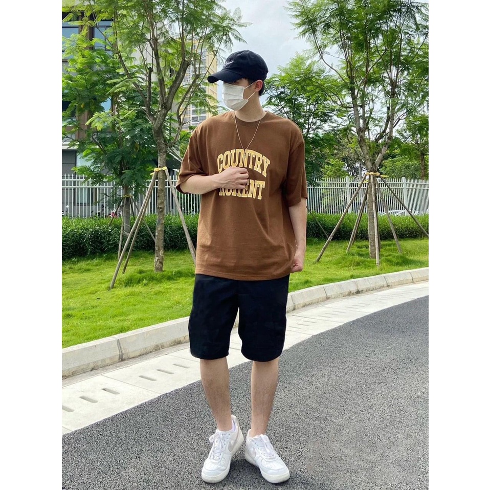 Áo Thun Tay Lỡ Nam Nữ Country Momment Unisex Áo Phông Form Rộng Màu Nâu Vải Cotton Mềm Mịn Thoáng Mát
