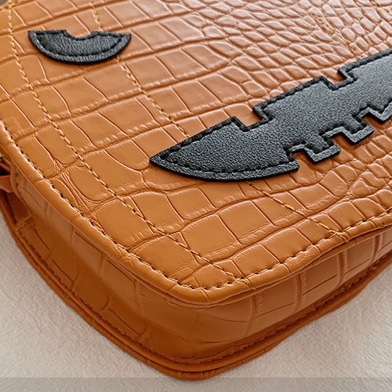 Túi Đeo Chéo Da PU Hình Bí Ngô Phong Cách Halloween