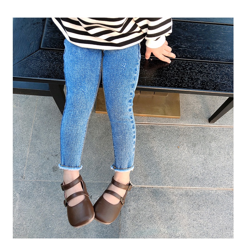 Quần jeans dài, chất liệu jeans mềm co dãn, kiểu dáng basic cho bé gái | Shini Store
