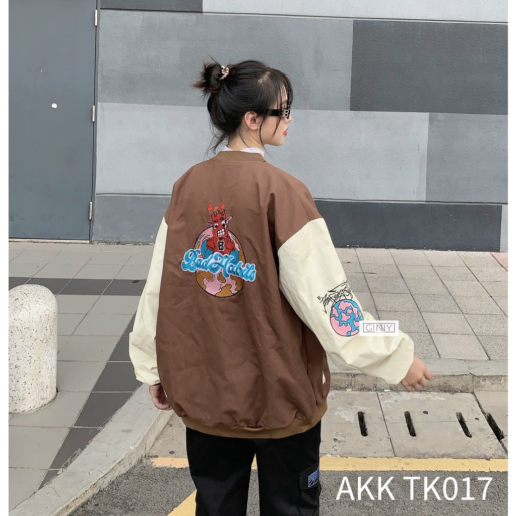 Áo khoác kaki Bomber BadHabils TK-017 Thời Trang Ngầu Chất HotTrend 2022 Unisex | GinHouse Shop