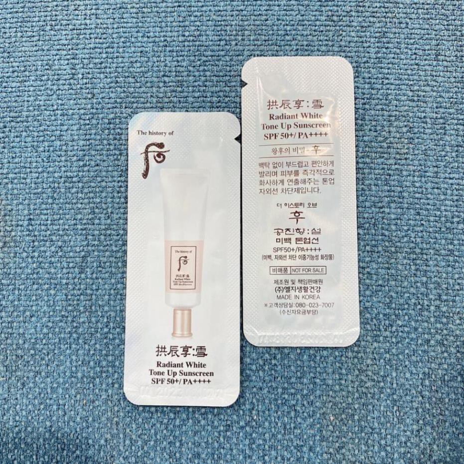 Gói kem chống nắng dưỡng trắng The History Of Whoo Radiant White Tone up Sunsceen Spf50+ / PA++++ 1ML