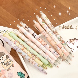 Bút viết gel 0.5mm hình hoạt hình cô gái và gấu văn phòng phẩm kawaii hàn quốc dễ thương