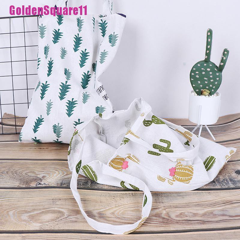 1x Túi Xách tote Vải Lanh In Hình Xương Rồng