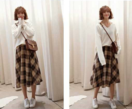 Chân Váy Caro Dài Phong Cách Retro Hợp Thời Trang Cho Nữ