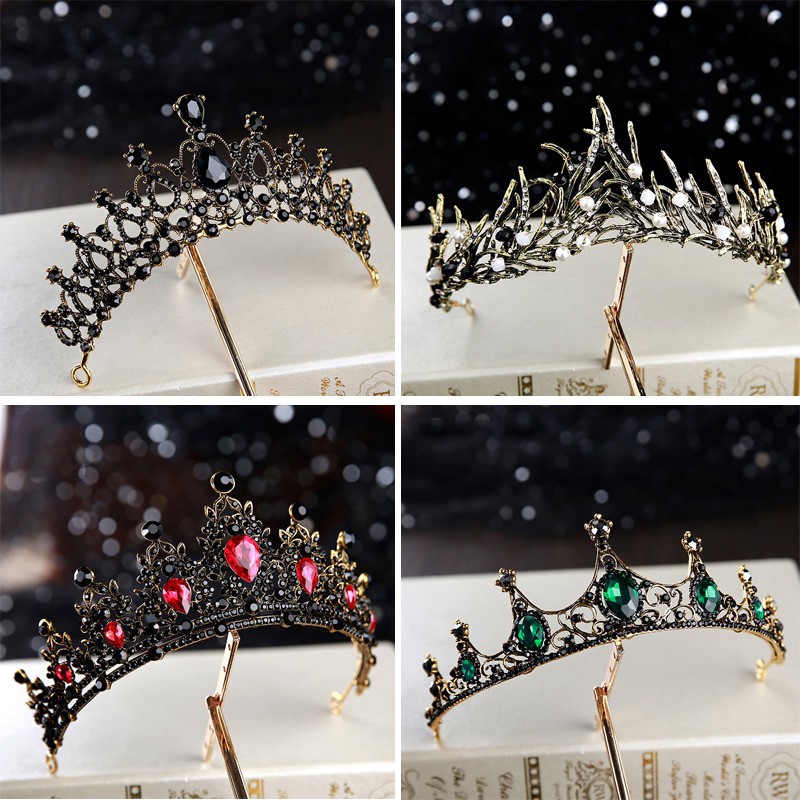 Vương miện kim loại màu đen phong cách Gothic thời trang
