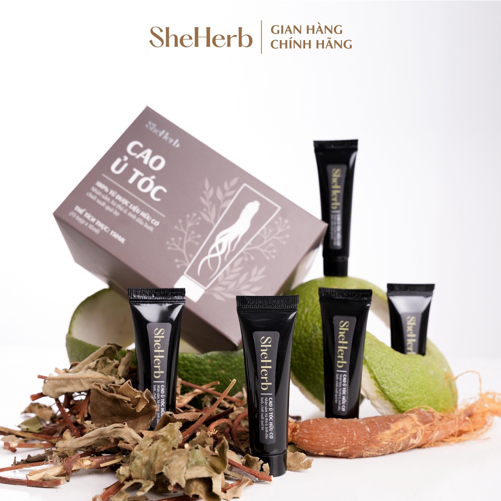 Cao Ủ Tóc Nhân Sâm Tươi Ngăn Ngừa Rụng Tóc, Phục Hồi Tóc SheHerb - Cho Tóc Mềm Mượt, Chắc Khỏe Hộp 15 Tuýp x 10ml