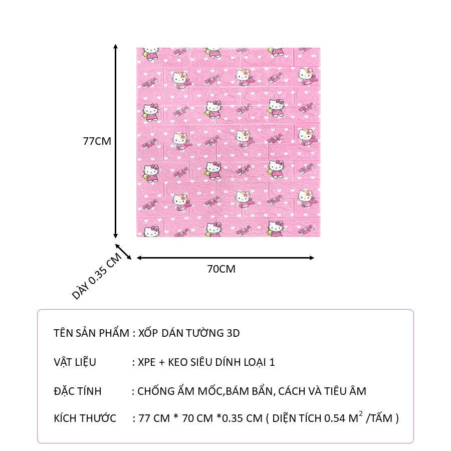 Xốp dán tường hoạt hình 3d kích thước 70x77cm sẵn keo siêu dính TALADO | BigBuy360 - bigbuy360.vn