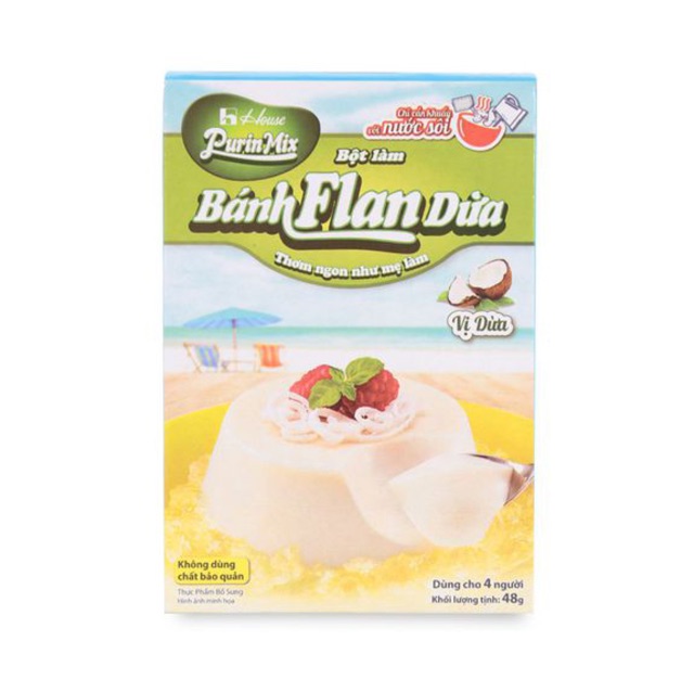 Bột làm Bánh Flan Nhật Vị Trà Xanh/ vị trứng/ vị dừa/ vị sầu riêng Purin Mix Hộp 46G