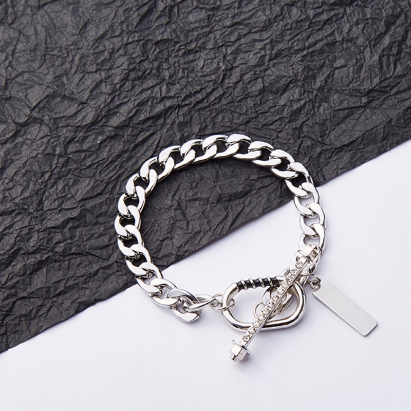 Vòng Tay Thép Titan Thiết Kế Chuỗi Xích Thời Trang Đường Phố Cá Tính Cho Nam