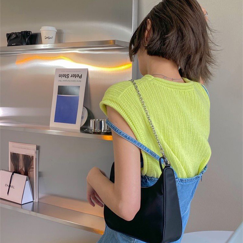 Áo Croptop Dệt Kim Không Tay Màu Sắc Đơn Giản Dành Cho Nữ