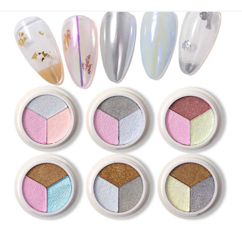 tráng gương 3 màu trang trí nail
