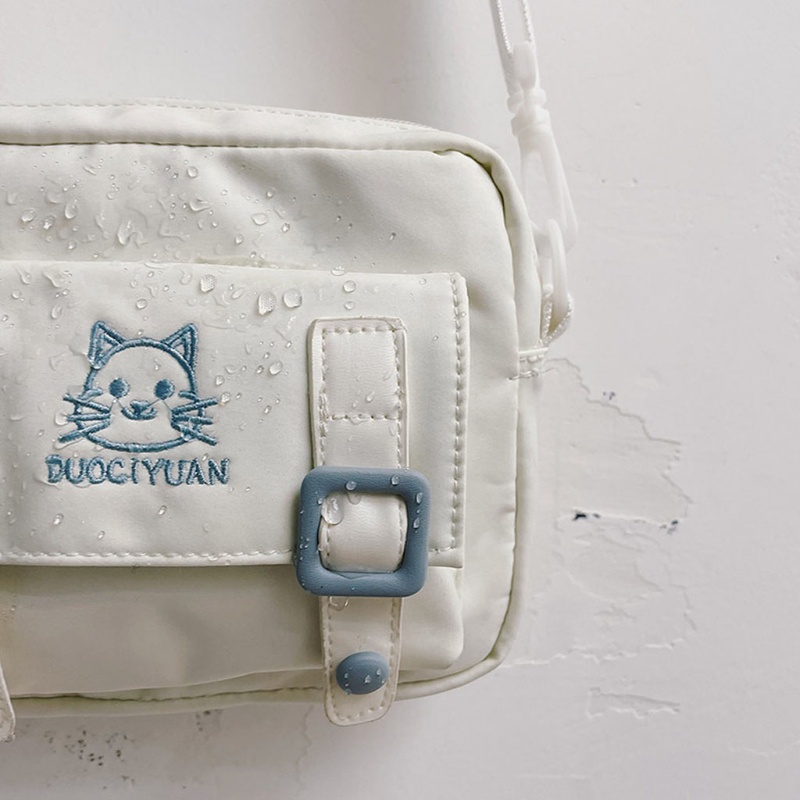 Túi Đeo Chéo Nhỏ Thêu Họa Tiết Mèo Hoạt Hình Phong Cách Preppy Nhật Bản Cho Nữ