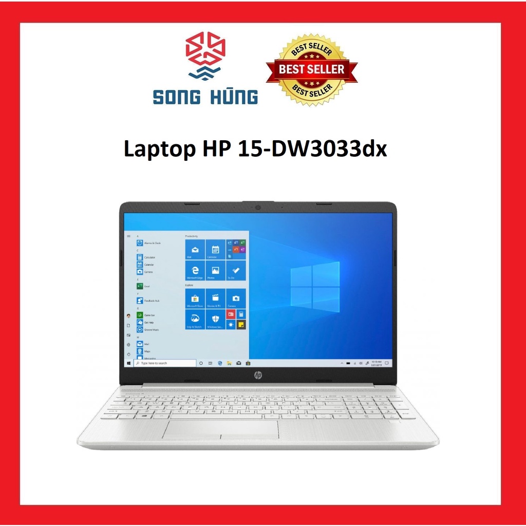 Laptop HP 15-DW3033dx Core i3-1115G4 3.0GHz 256GB SSD 8GB 15.6" FHD BT WIN10S_Màu Bạc - Bảo hành 12 tháng