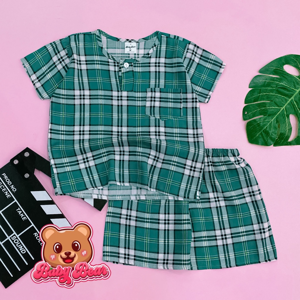 Bộ quần áo bé trai cộc tay vải tole, lanh 2 da loại 1 mềm, mịn, thoáng mát, ít co rút, hàng Việt Nam Baby Bear