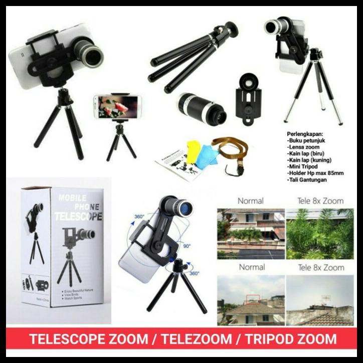 Bộ Ống Kính Zoom 8x + Giá Đỡ Ba Chân + Chân Mini Fistar