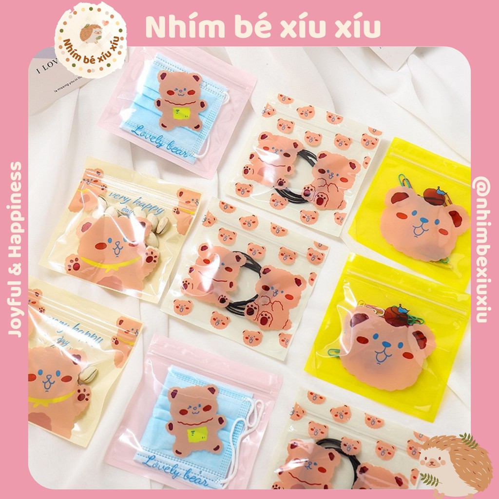 Túi zip nhựa dùng được nhiều lần đựng quà hình Gấu nâu Cake Bear VT174