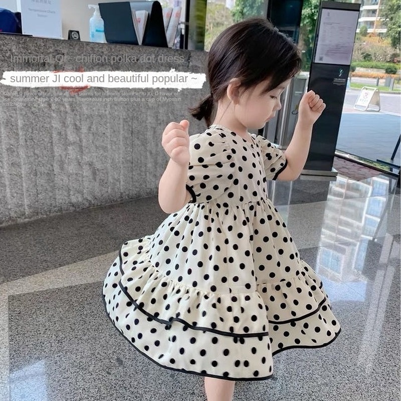 Đầm Công Chúa Họa Tiết Chấm Bi Thiết Kế Mới Thời Trang Mùa Xuân Hè Dành Cho Bé Gái