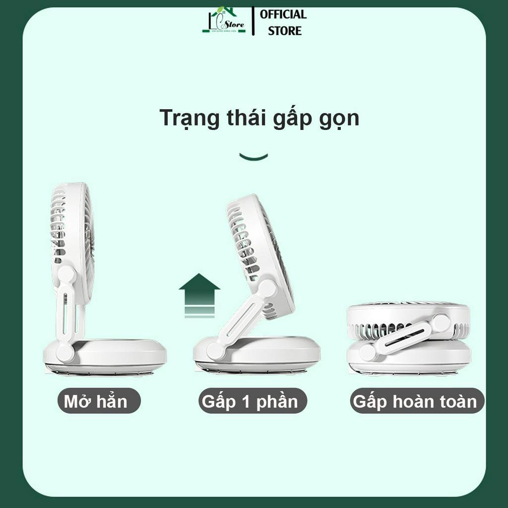 Quạt tích điện treo tường Lochi gấp gọn tự động xoay - Treo nhà vệ sinh Pin 2400mAh